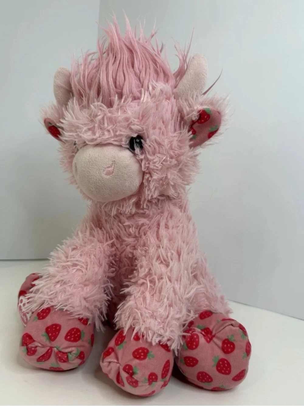 Build A Bear BAB Strawberry Highland Cow Stuffed Animal Pink Plush 2024 Rare